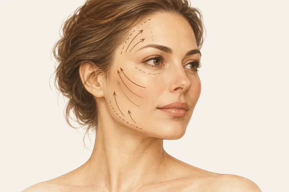 Ilustração demonstrativa de Lipoenxertia facial