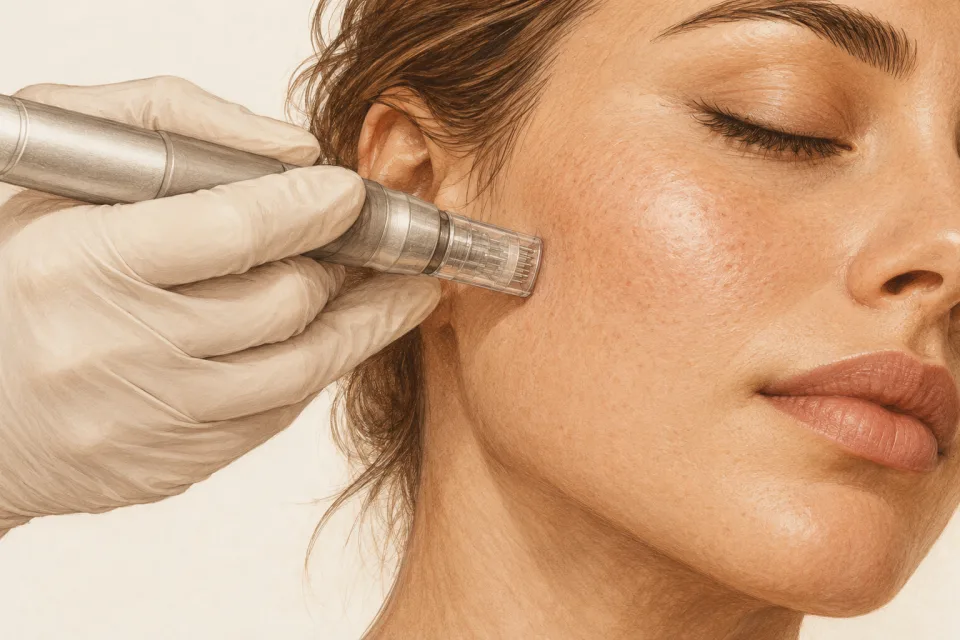 Ilustração demonstrativa de Microagulhamento facial